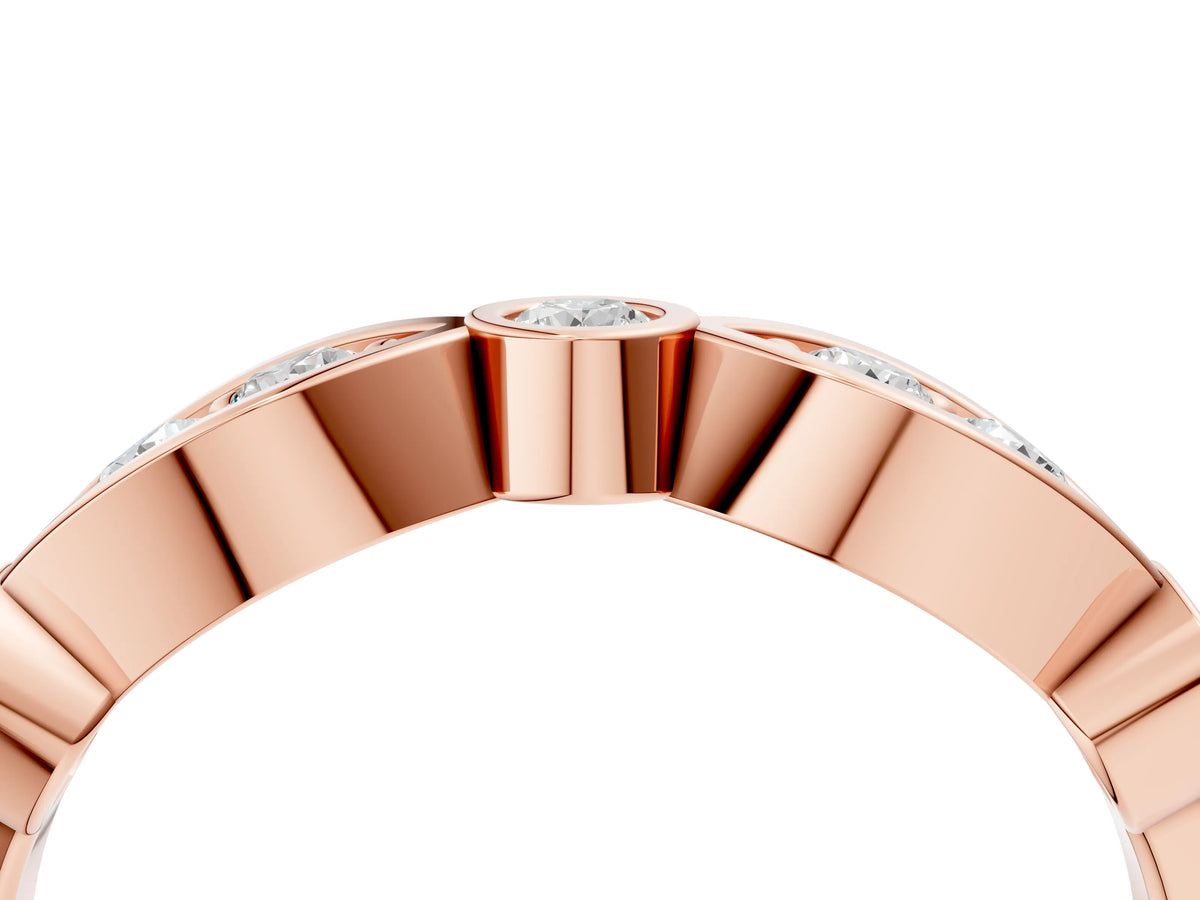Rose gold Bezel Set Round Diamond Marquise Band_4