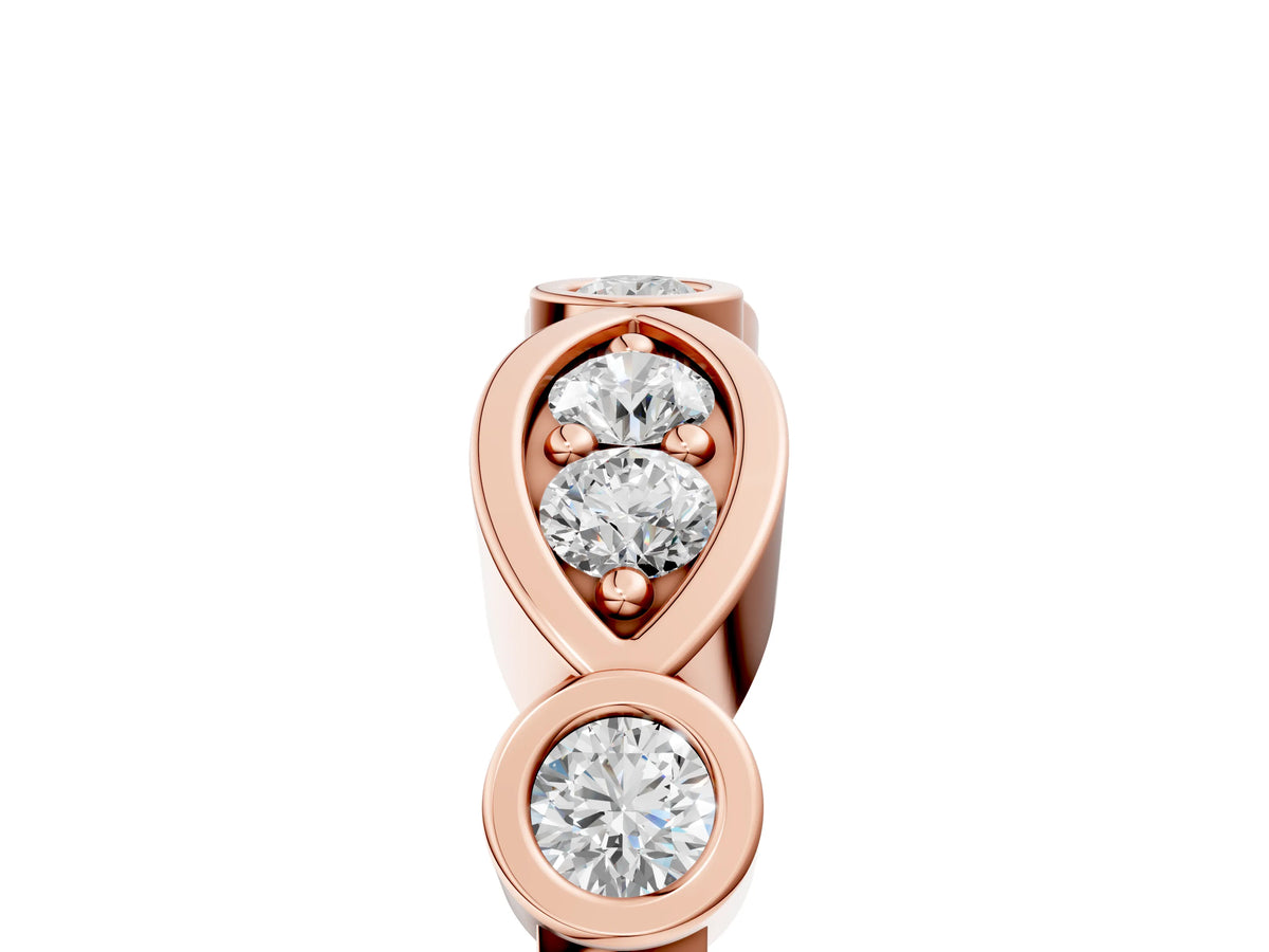 Rose gold Bezel Set Round Diamond Marquise Band_5