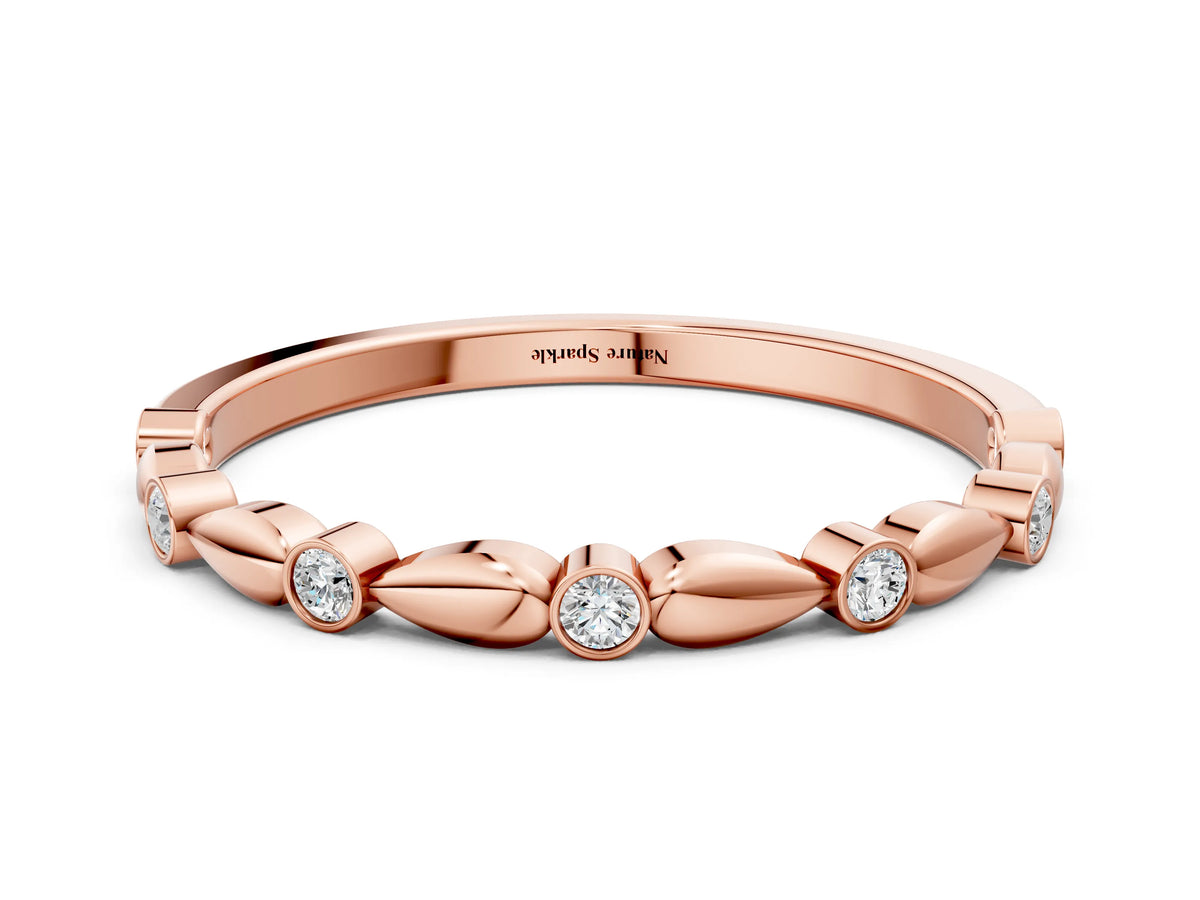 Rose gold Bezel-Set Round Diamond Marquise Eternity Band
