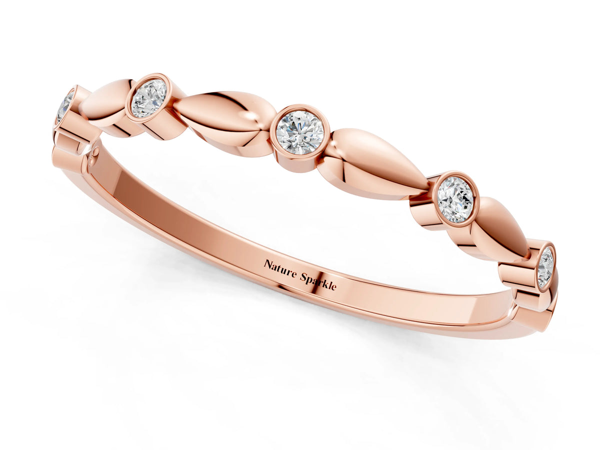 Rose gold Bezel-Set Round Diamond Marquise Eternity Band_1