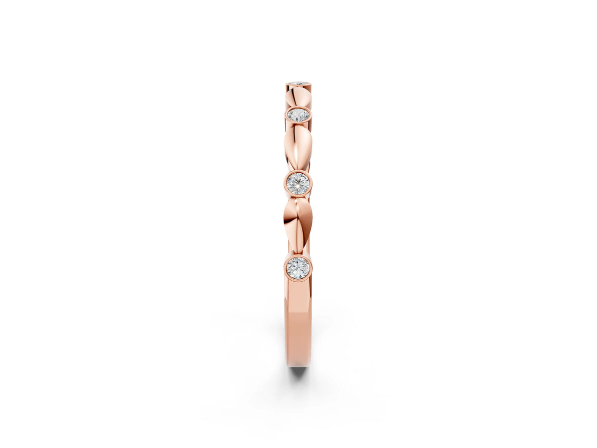 Rose gold Bezel-Set Round Diamond Marquise Eternity Band_2