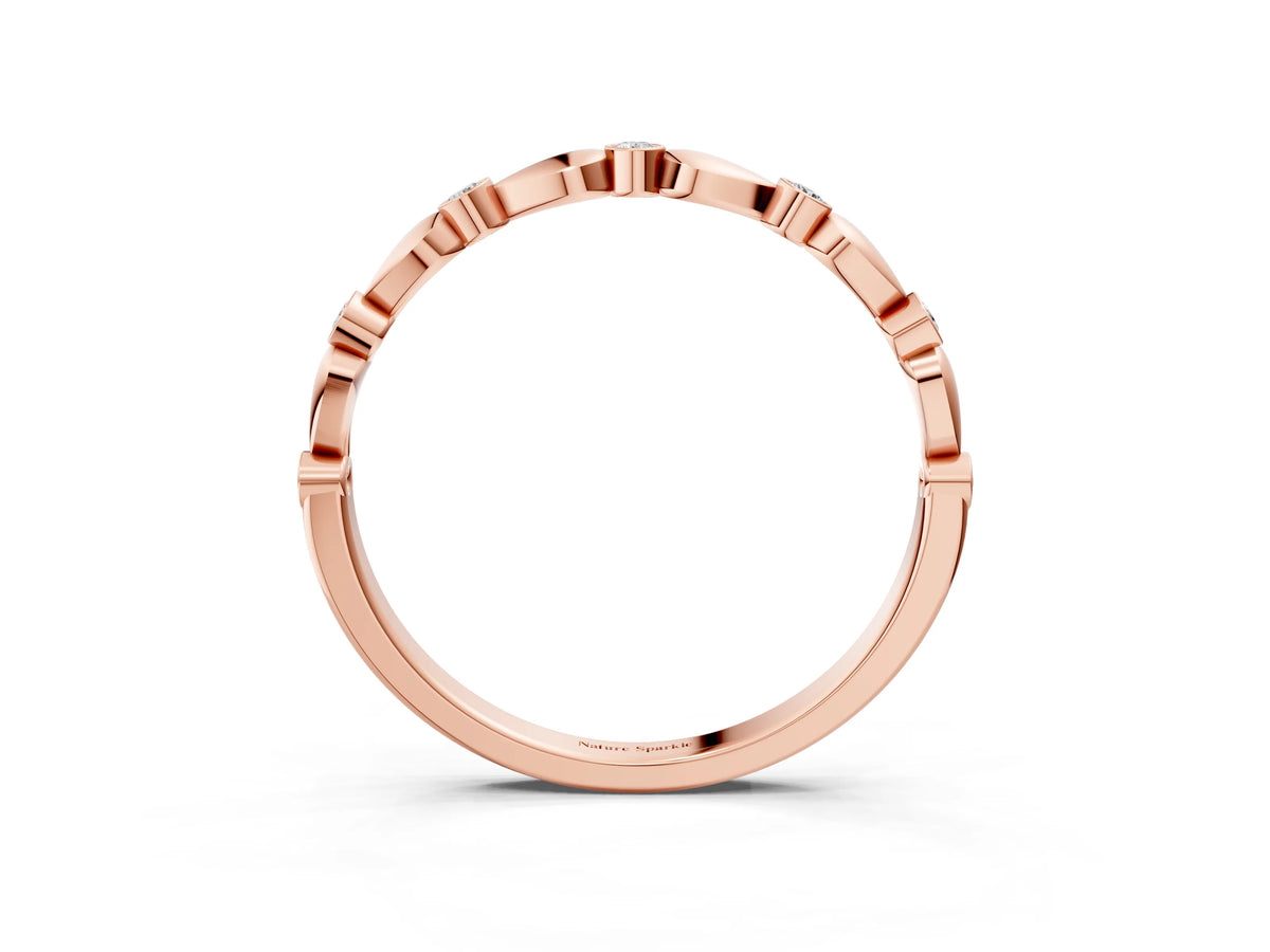 Rose gold Bezel-Set Round Diamond Marquise Eternity Band_3