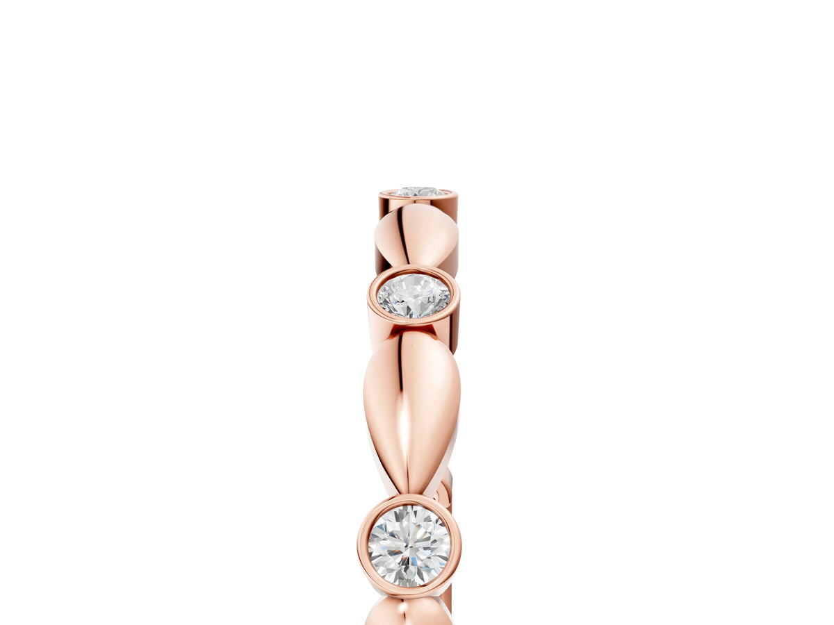 Rose gold Bezel-Set Round Diamond Marquise Eternity Band_5