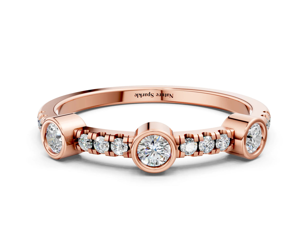 Rose gold Bezel Set Round Diamond Pavé Band