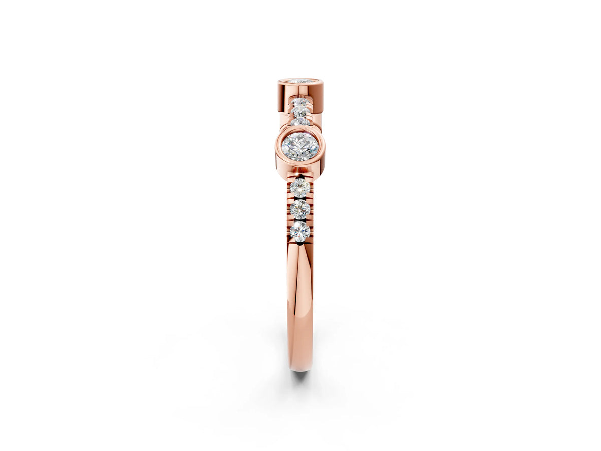 Rose gold Bezel Set Round Diamond Pavé Band_2