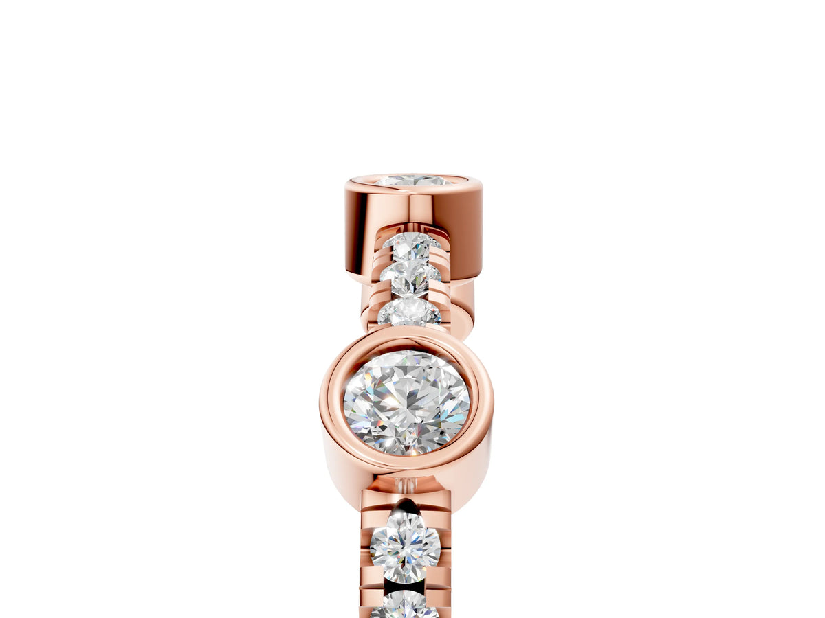 Rose gold Bezel Set Round Diamond Pavé Band_5