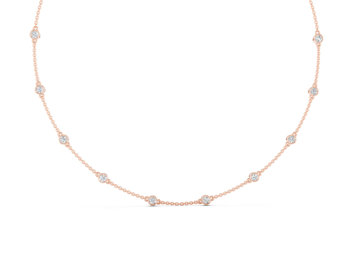 Rose gold Bezel-Set Round Diamond Station Necklace