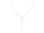Rose gold Bezel-Set Round Diamond Station Y Necklace