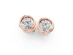 Rose gold Bezel Set Round Diamond Stud Earrings with Push Back_1