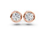 Rose gold Bezel Set Round Diamond Stud Earrings