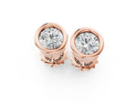 Rose gold Bezel Set Round Diamond Stud Earrings_1