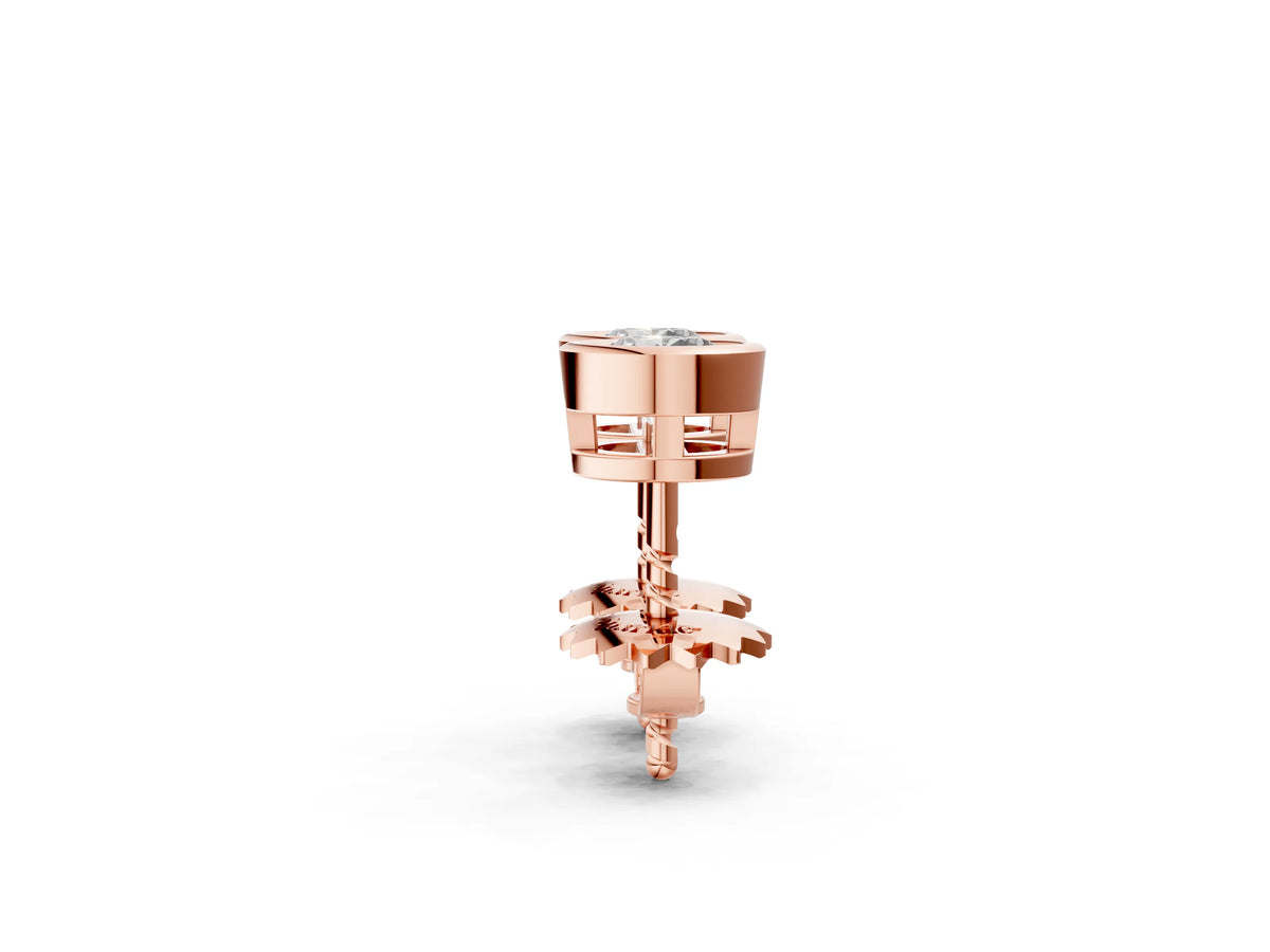 Rose gold Bezel Set Round Diamond Stud Earrings_2