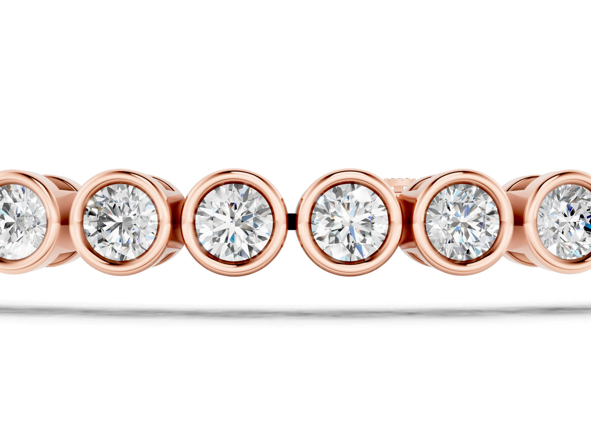 Rose gold Bezel Set Round Diamond Tennis Bracelet with Box Clasp_1