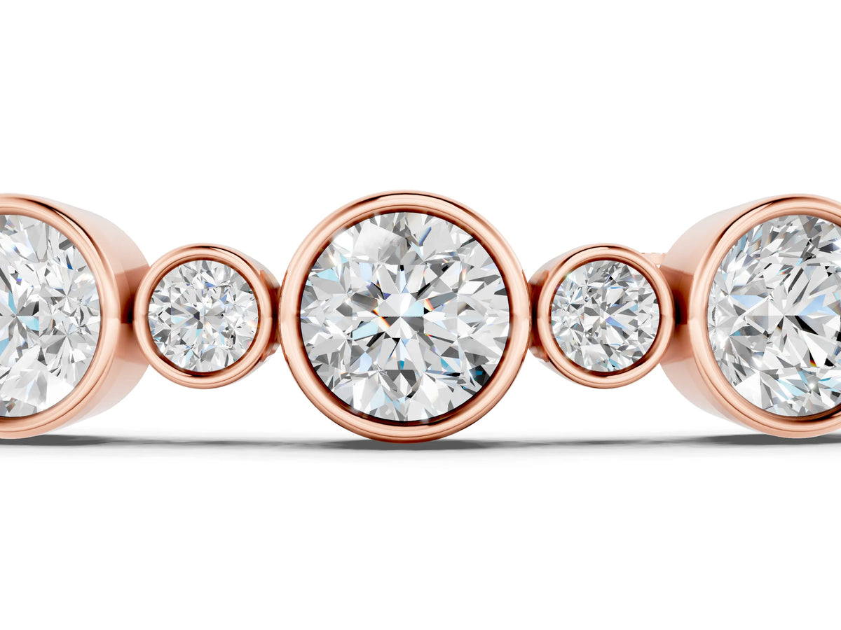 Rose gold Bezel Set Round Diamond Tennis Bracelet with Box Clasp_1