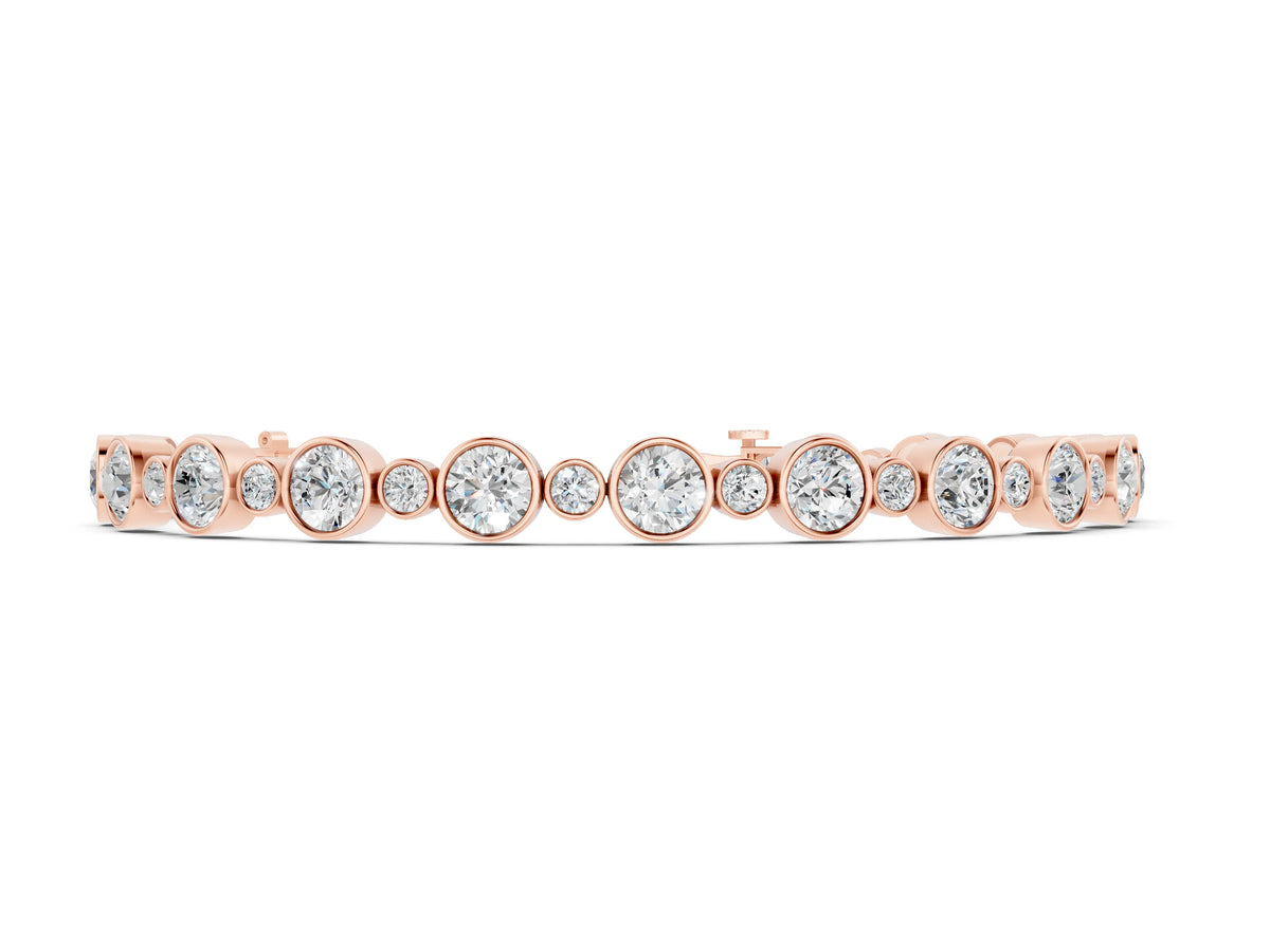 Rose gold Bezel Set Round Diamond Tennis Bracelet with Box Clasp