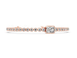 Rose gold Bezel-Set Round Diamond Tennis Bracelet with Radiant Center Diamond