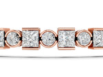 Rose gold Bezel and Prong Set Round and Princess Cut Diamond Tennis Bracelet_1