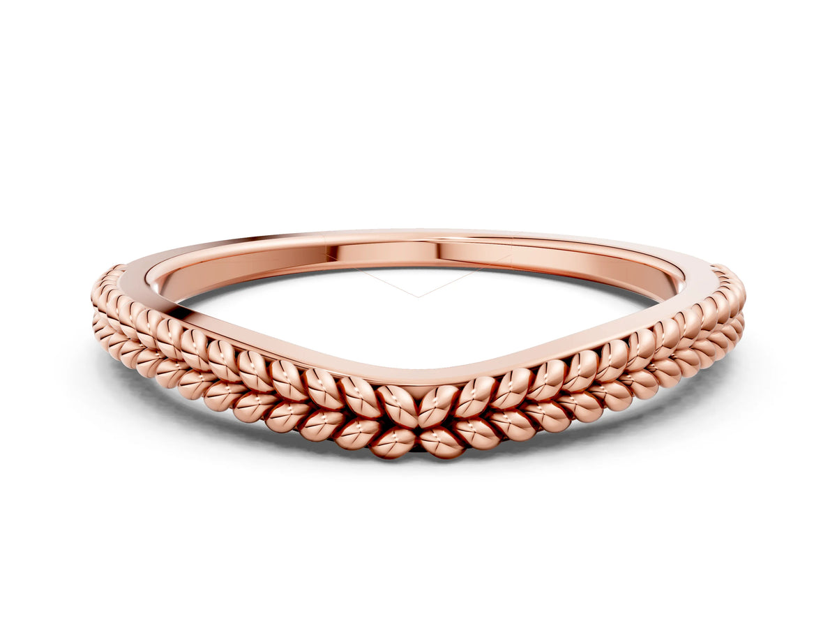 Rose gold Braided Milgrain White Gold Contour Band