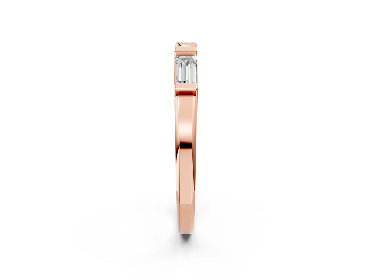Rose gold Channel Set Baguette Diamond Flat Band with Bar Prong Setting_2