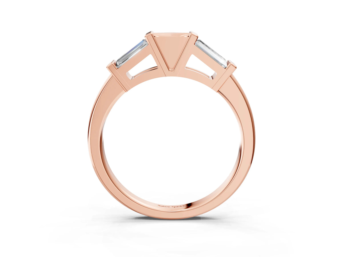 Rose gold Channel Set Baguette Diamond Flat Band with Bar Prong Setting_3