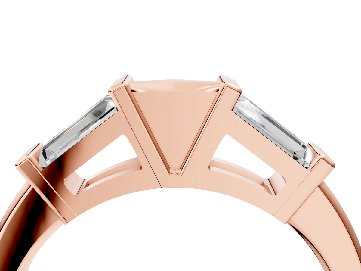 Rose gold Channel Set Baguette Diamond Flat Band with Bar Prong Setting_4