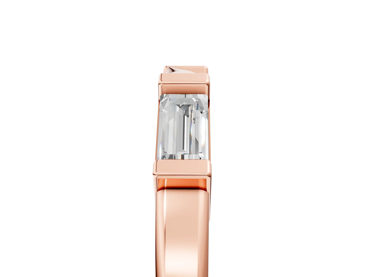 Rose gold Channel Set Baguette Diamond Flat Band with Bar Prong Setting_5
