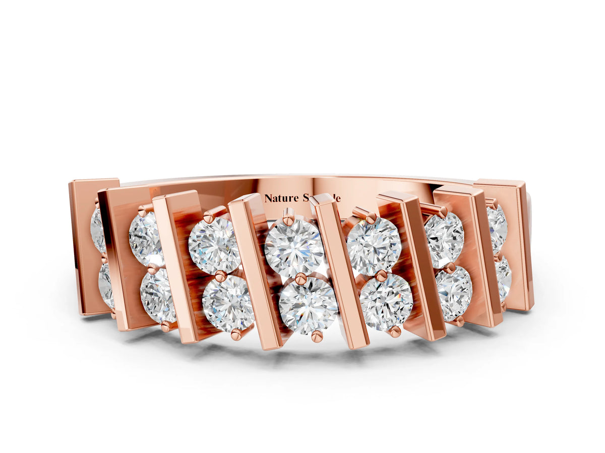 Rose gold Channel Set Round Diamond Anniversary Band with Vertical Prongs