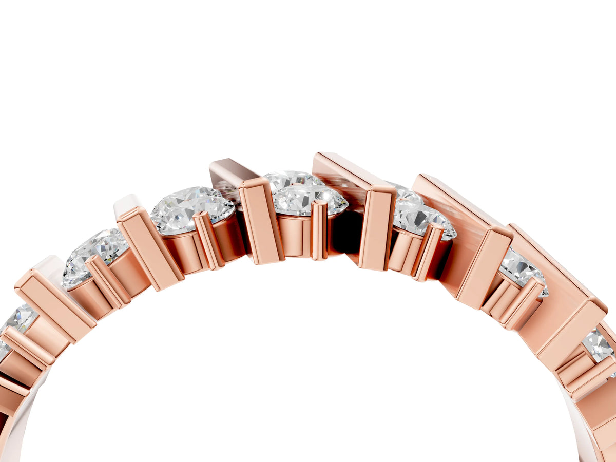 Rose gold Channel Set Round Diamond Anniversary Band with Vertical Prongs_4