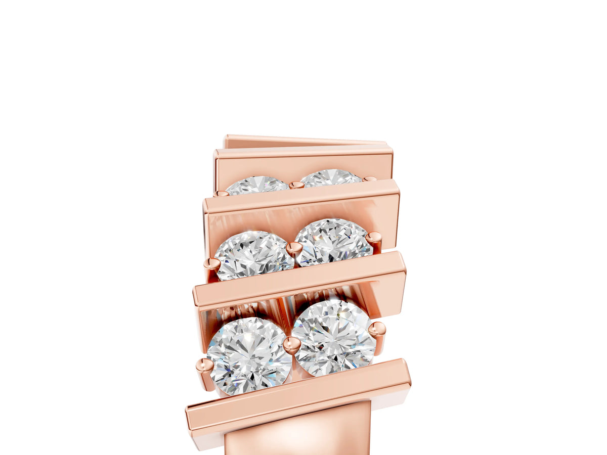 Rose gold Channel Set Round Diamond Anniversary Band with Vertical Prongs_5