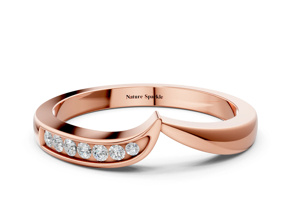 Rose gold Channel Set Round Diamond Contour Band