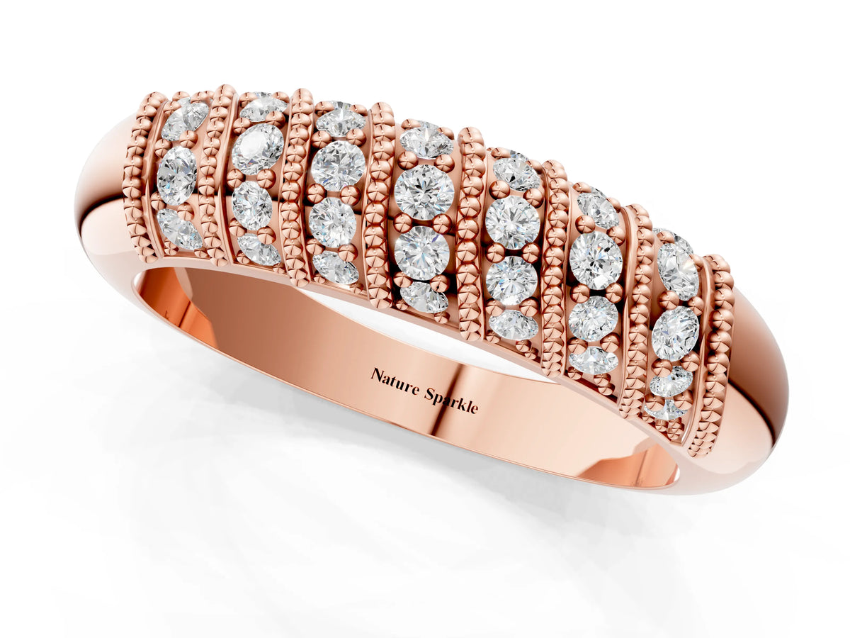 Rose gold Channel Set Round Diamond Dome Band_1