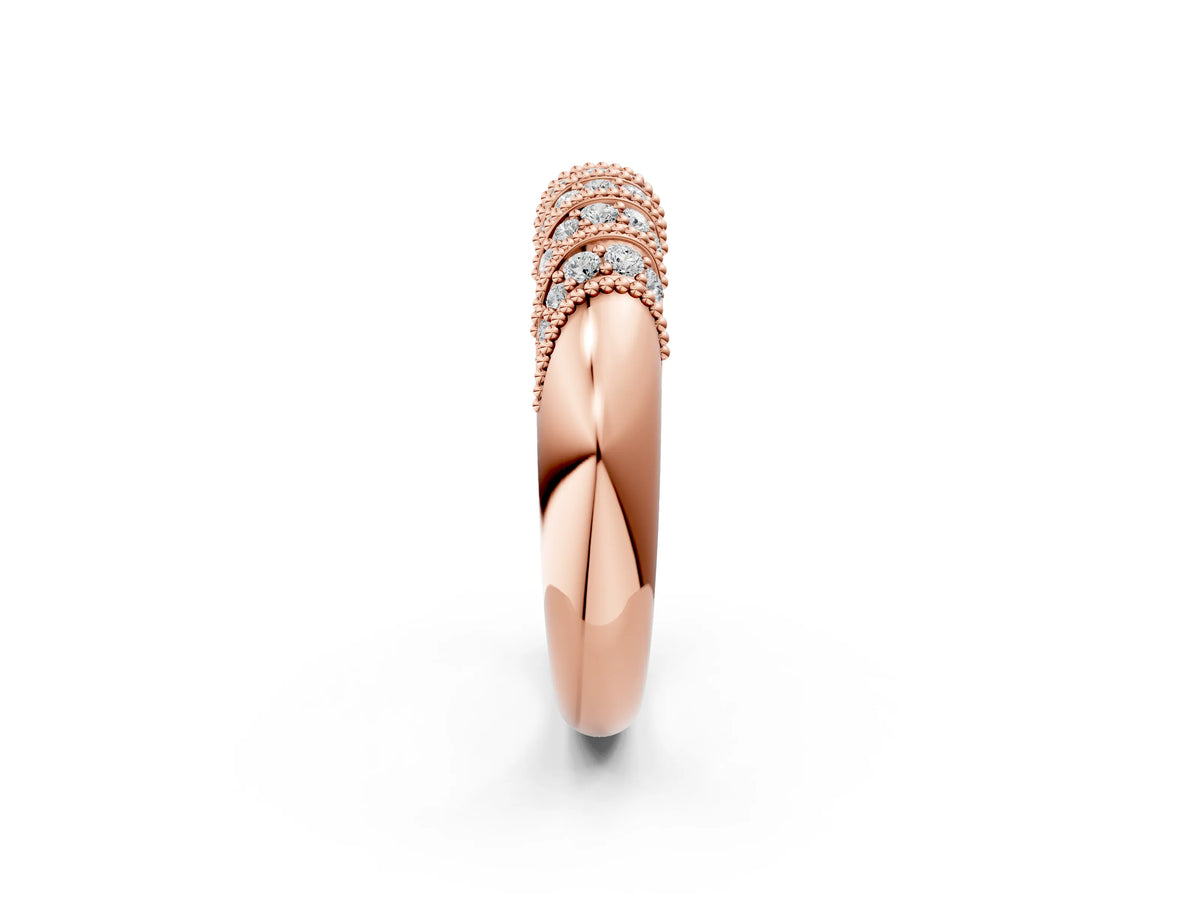 Rose gold Channel Set Round Diamond Dome Band_2