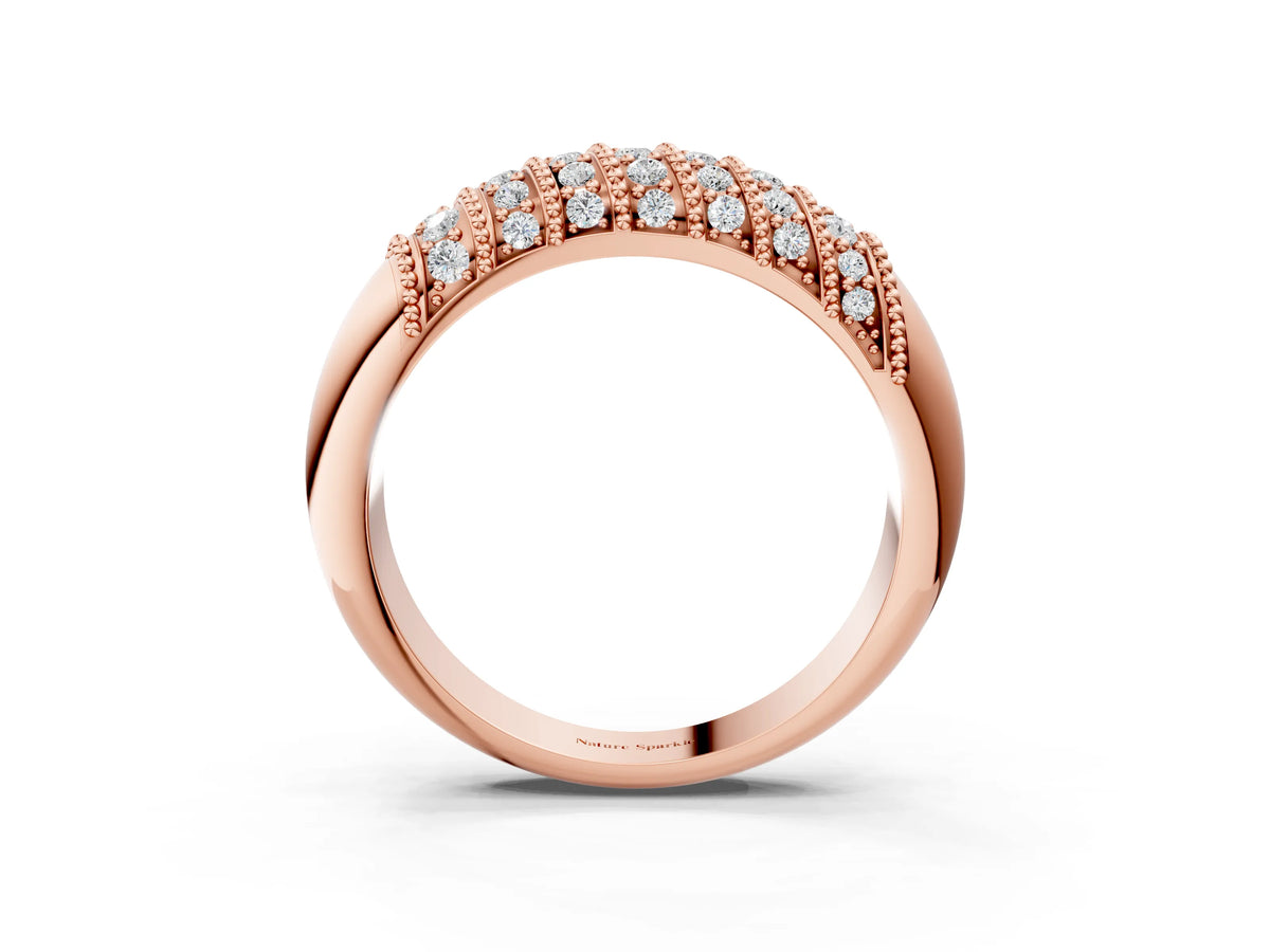 Rose gold Channel Set Round Diamond Dome Band_3