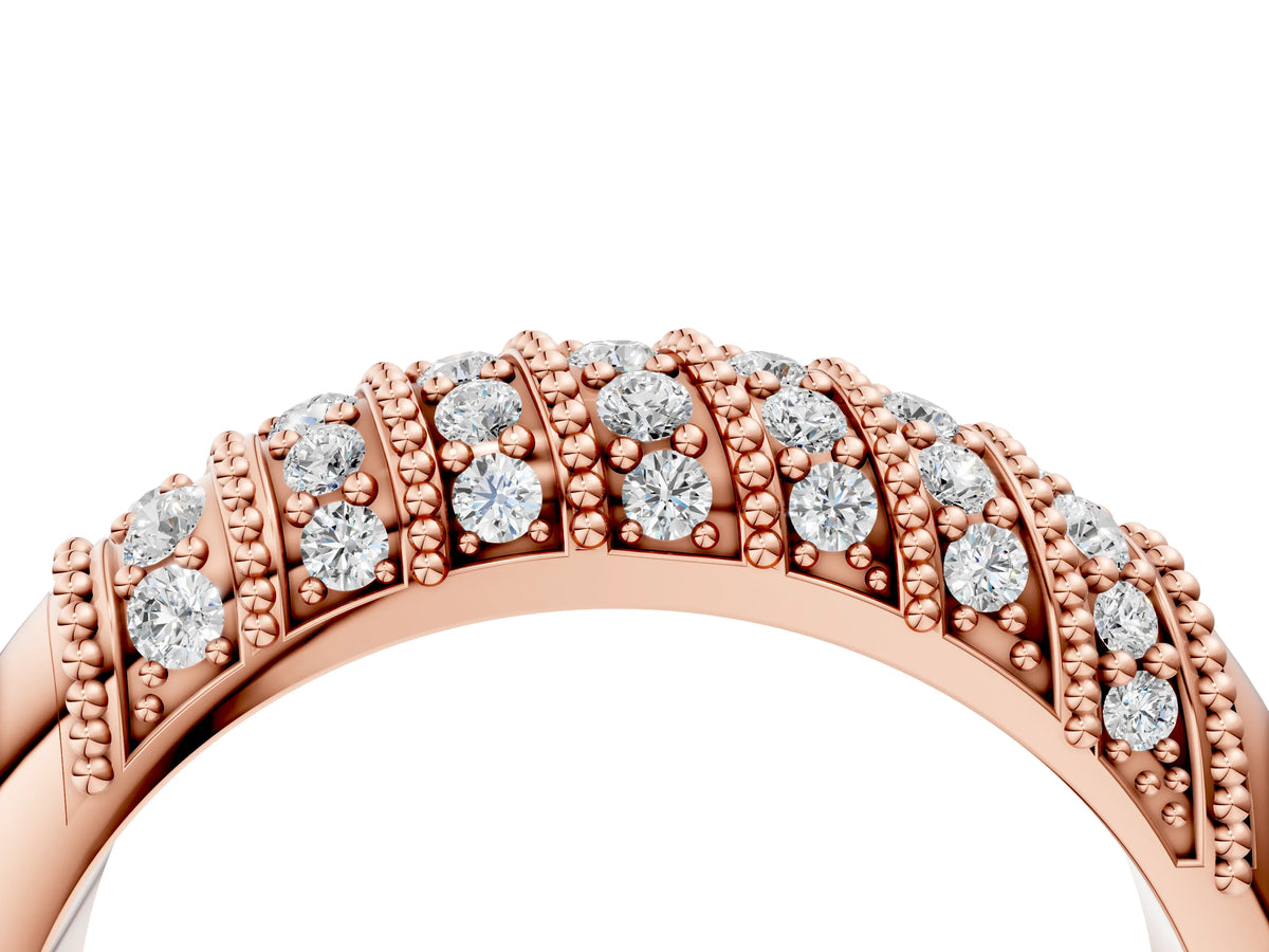 Rose gold Channel Set Round Diamond Dome Band_4