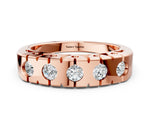 Rose gold Channel Set Round Diamond Flat Band with Prong Setting