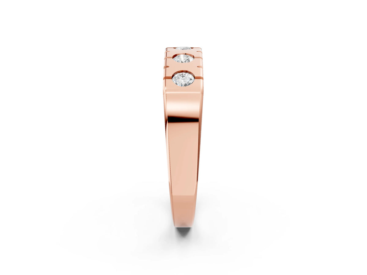 Rose gold Channel Set Round Diamond Flat Band with Prong Setting_2