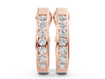 Rose gold Channel-Set Round Diamond Hoop Earrings in White Gold