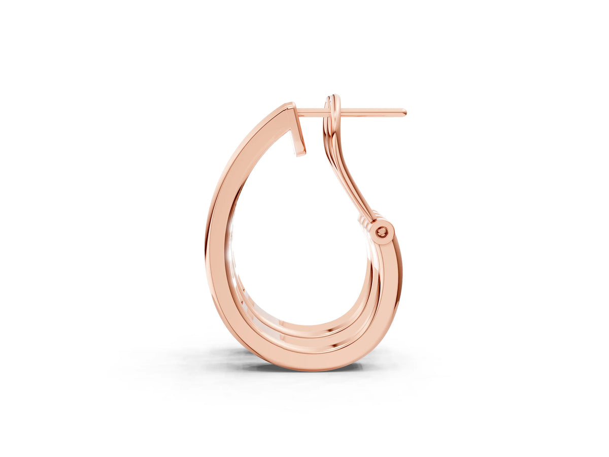 Rose gold Channel-Set Round Diamond Hoop Earrings in White Gold_1