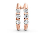 Rose gold Channel Set Round Diamond Hoop Earrings with Claw Prong Setting