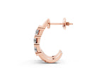 Rose gold Channel Set Round Diamond Hoop Earrings with Claw Prong Setting_1