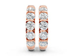 Rose gold Channel-Set Round Diamond Hoop Earrings