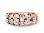 Rose gold Channel-Set Round Diamond Multi-Row Band