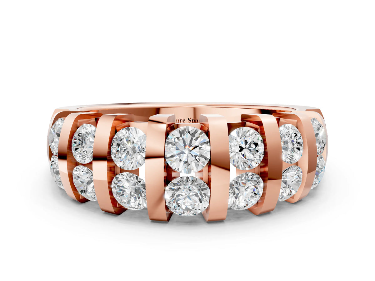 Rose gold Channel-Set Round Diamond Multi-Row Band
