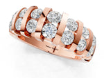 Rose gold Channel-Set Round Diamond Multi-Row Band_1