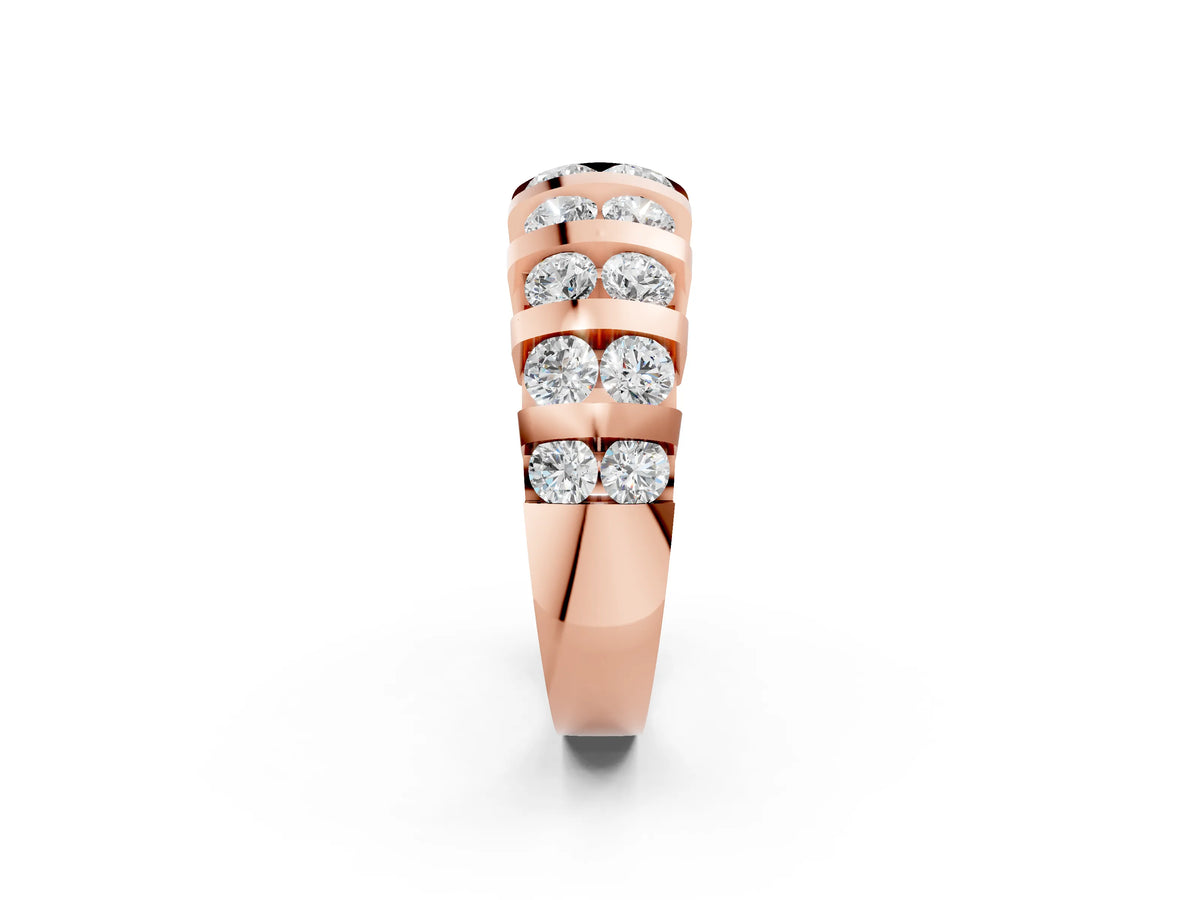 Rose gold Channel-Set Round Diamond Multi-Row Band_2