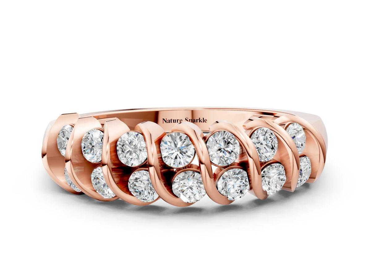 Rose gold Channel Set Round Diamond Multi-Row Band