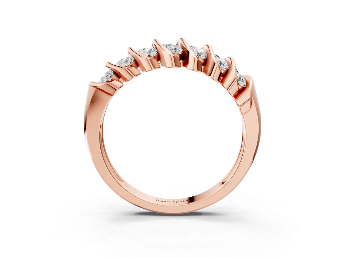 Rose gold Channel Set Round Diamond Multi-Row Band_3