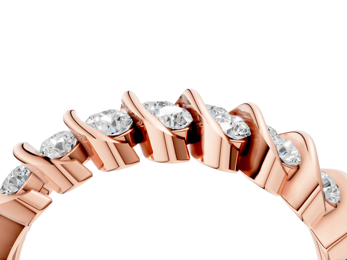 Rose gold Channel Set Round Diamond Multi-Row Band_4