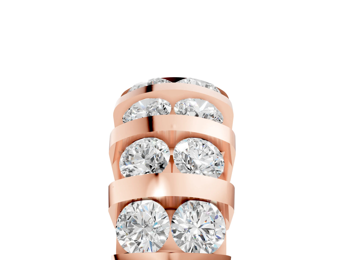 Rose gold Channel-Set Round Diamond Multi-Row Band_5