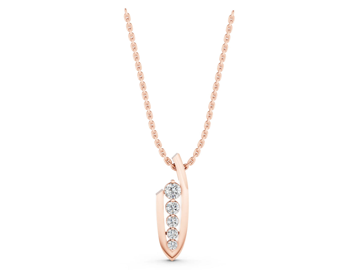 Rose gold Channel Set Round Diamond Pendant with Bar Prong Setting_1